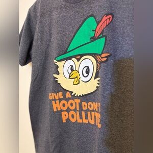 Don’t Pollute Tee - Women’s Small Gray - Owl Earth Day Give a Hoot